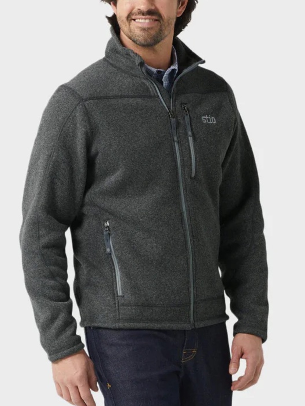 STIO Men's Wilcox Fleece Jacket Large Heather Gray Full Zip Outdoors Travel